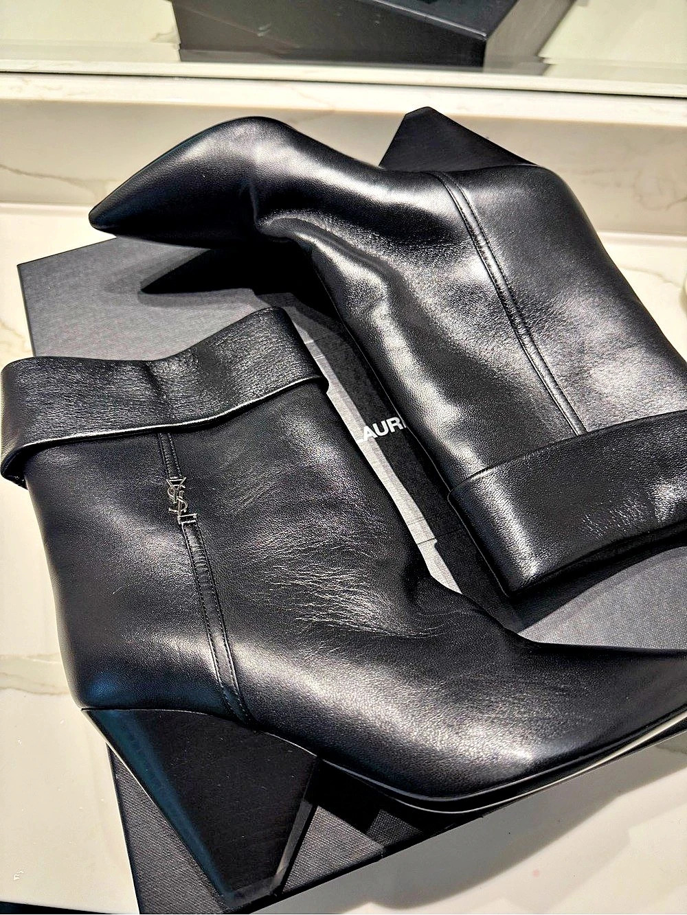 Saint Laurent Pointed-Toe Ankle Boots